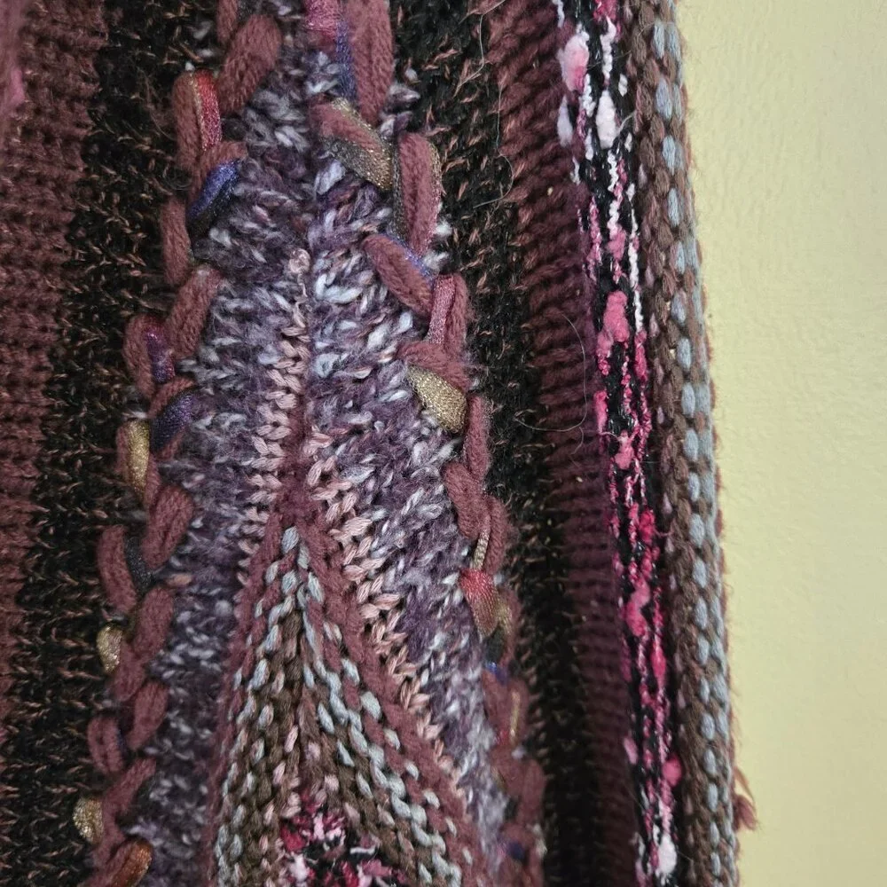 Vintage Parkhurst Plum Purple Textured Knit Button Up Cardigan Sweater Size L